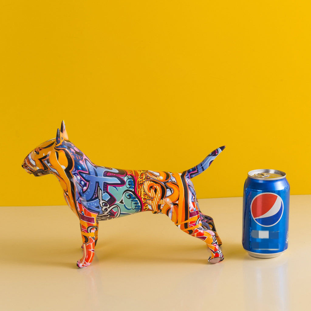 Sculpture graffiti Bull Terrier pour décoration murale moderne