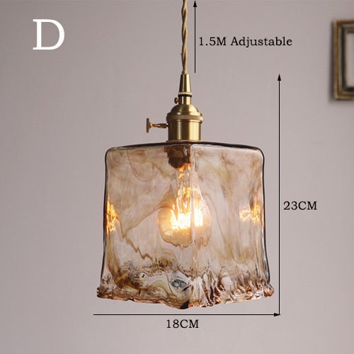 Corvin Brass And Amber Glass Pendant Light