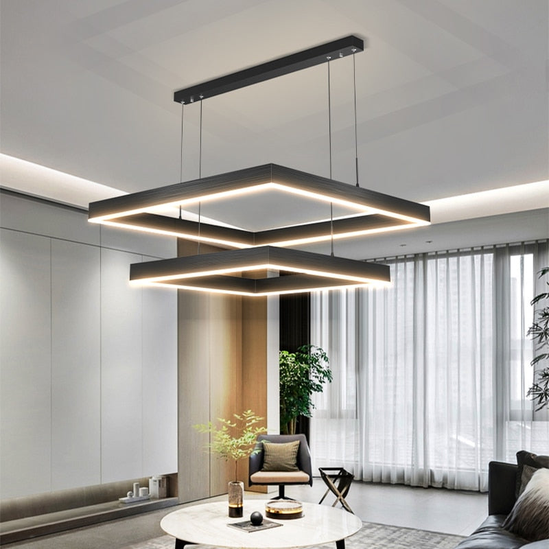 Nova Square LED Chandelier for Modern Living Room Lighting