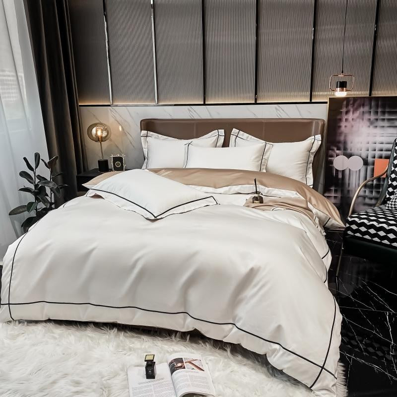 Kaelyn Egyptian Cotton Hotel Bedding Set With Trim Details