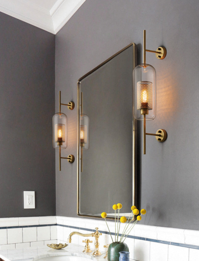 Alora Honeycomb Wall Sconce in Brass and Glass