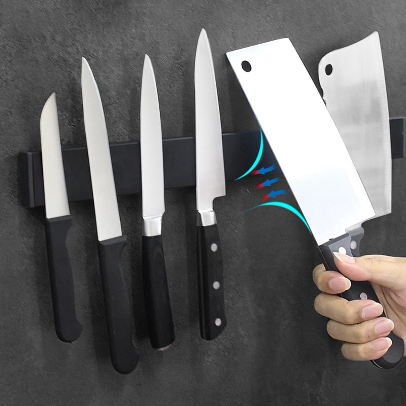 Black Stainless Steel Wall Mount Magnetic Knife Holder Rack
