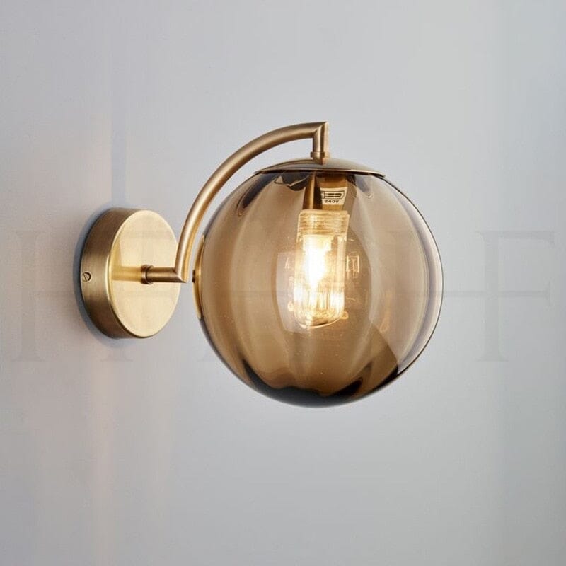 Lyria Glass Round Wall Lamp in Sleek Modern Metal Finish