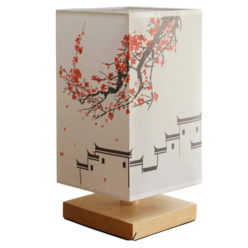Cherry Blossom Glow Table Lamp With Soft Cloth Shade For Cozy Ambience