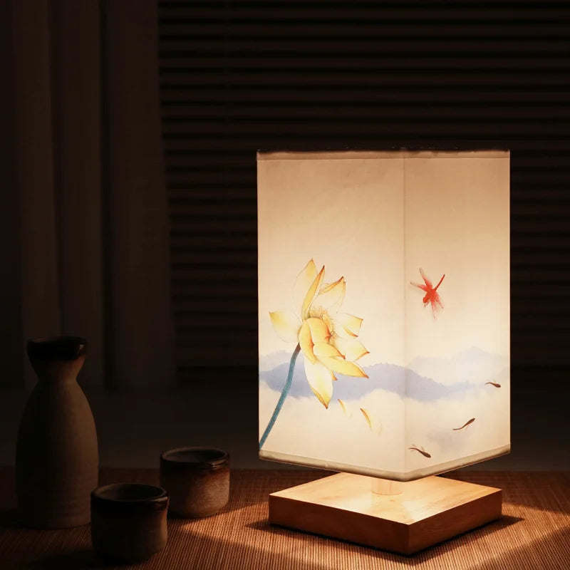 Cherry Blossom Glow Table Lamp With Soft Cloth Shade For Cozy Ambience
