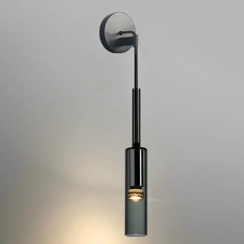 Vellara Smoky Gray Glass Wall Light With Luxe Finish
