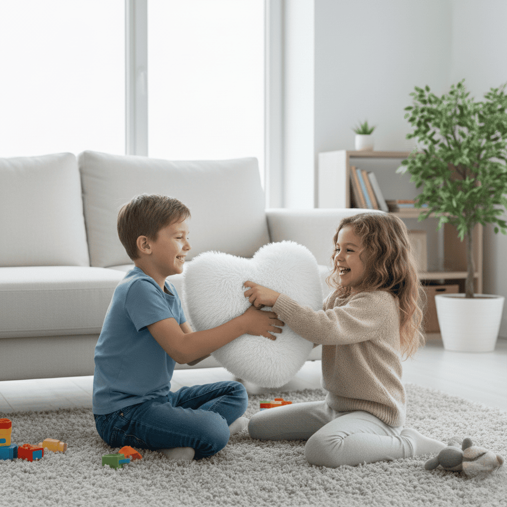 CozyNest polštář ve tvaru srdce z umělé kožešiny pro teplé a moderní obytné prostory