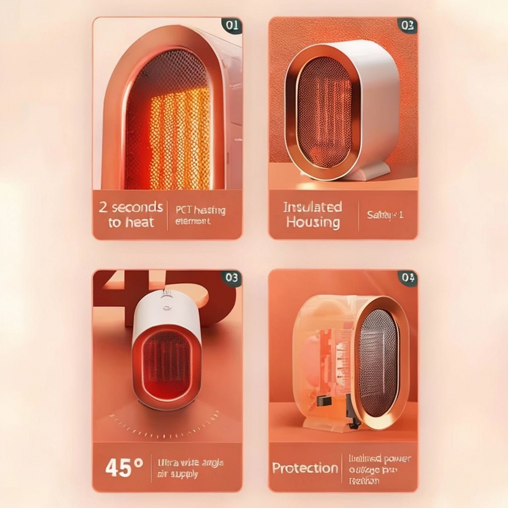AeroNest Mini Electric Heater With Ceramic Fan And Energy-Saving Room Heat