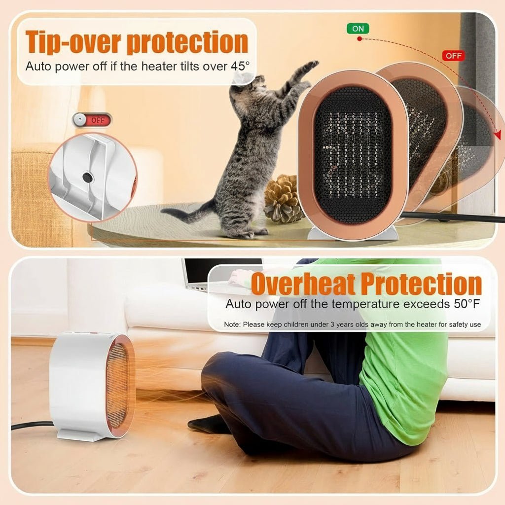 AeroNest Mini Electric Heater With Ceramic Fan And Energy-Saving Room Heat