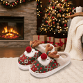 CozyNest Christmas House Slippers With Embroidered Fabric And Non Slip Sole