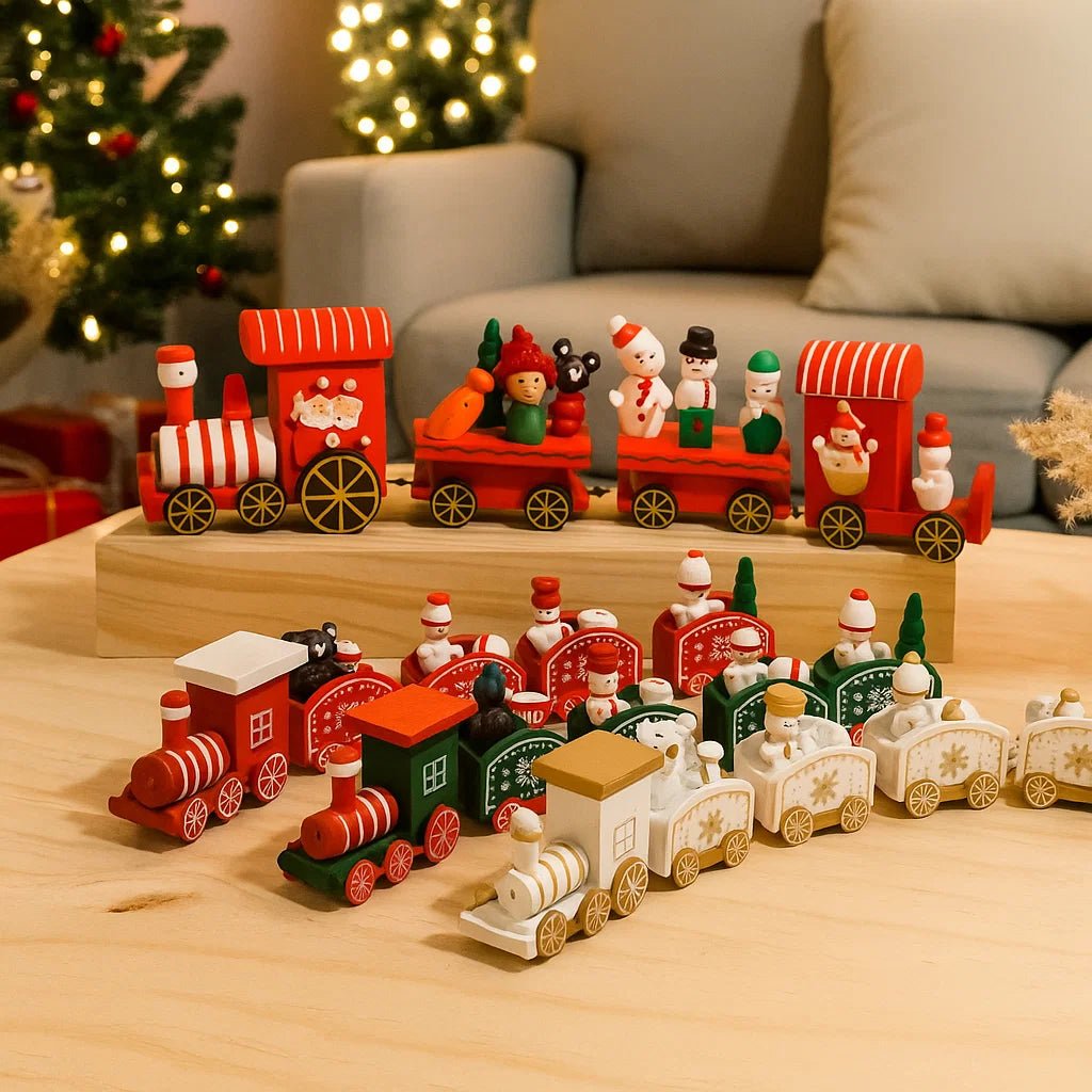 AuroraLane Festive Train Christmas Decoration in Wood and Plastic