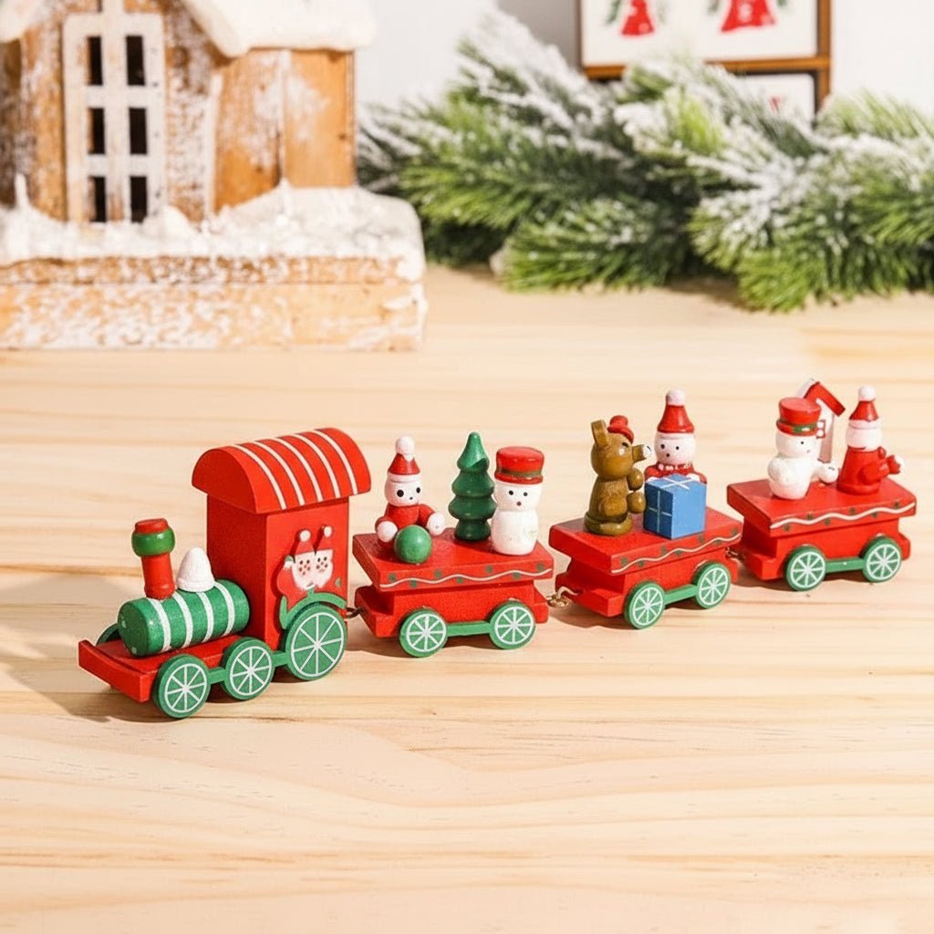 AuroraLane Festive Train Christmas Decoration in Wood and Plastic