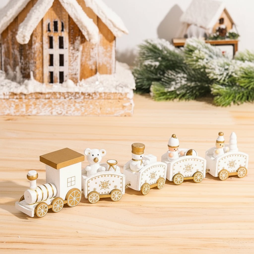 AuroraLane Festive Train Christmas Decoration in Wood and Plastic