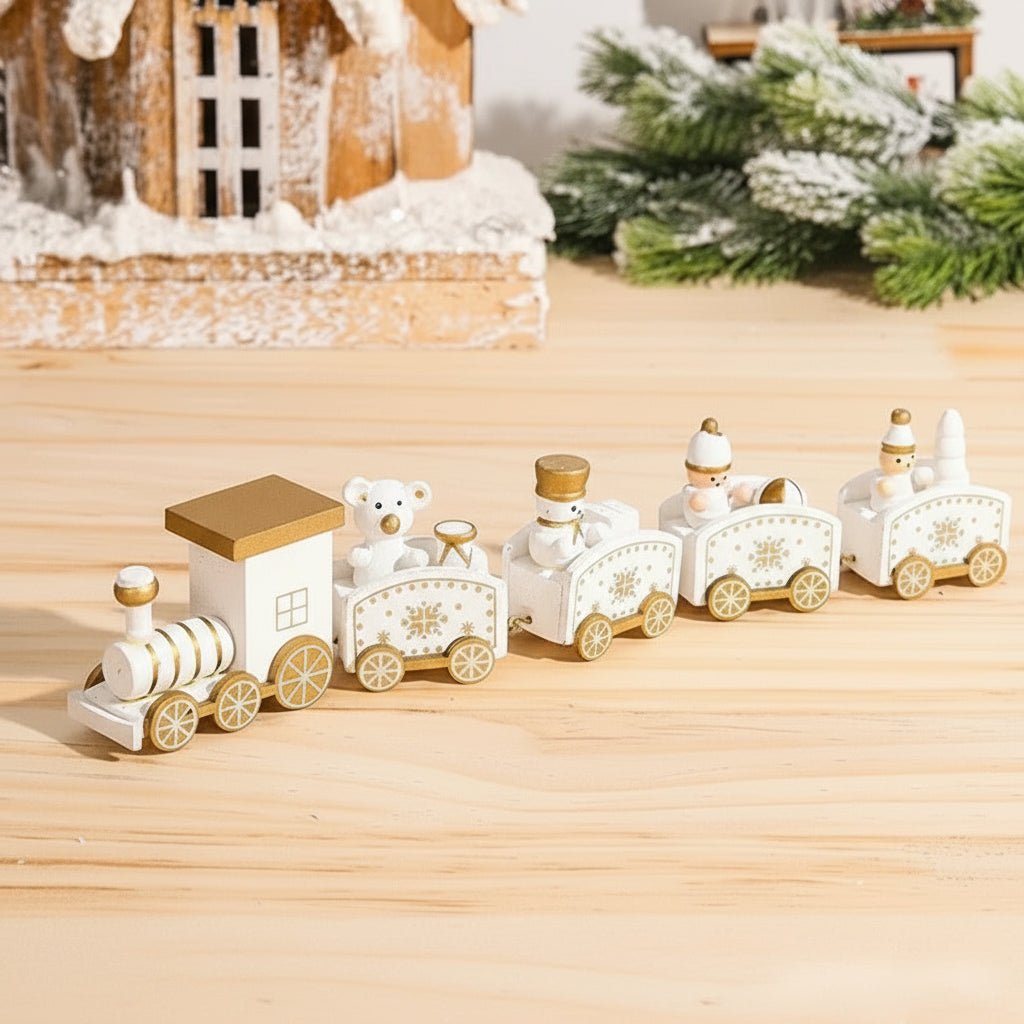 AuroraLane Festive Train Christmas Decoration in Wood and Plastic