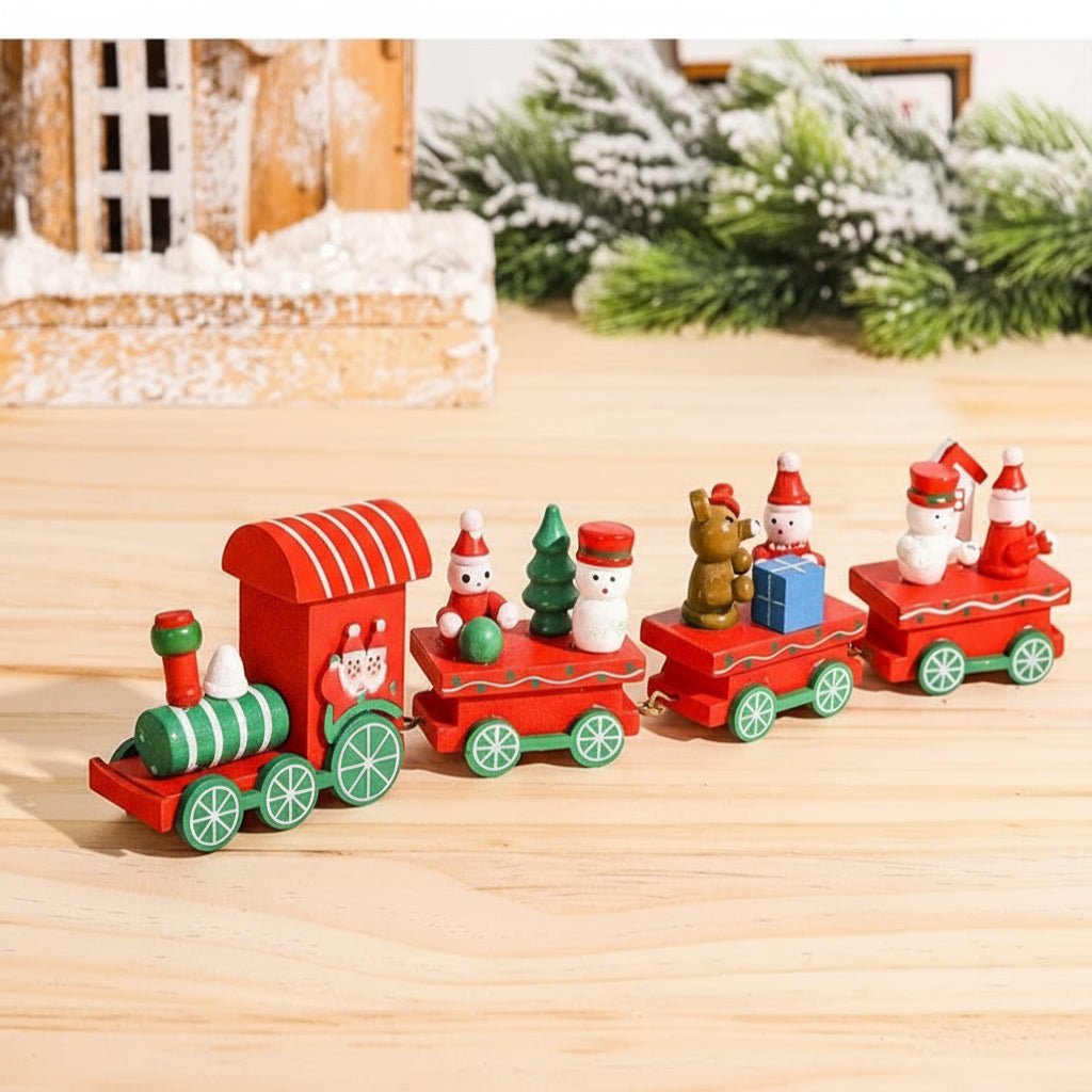 AuroraLane Festive Train Christmas Decoration in Wood and Plastic