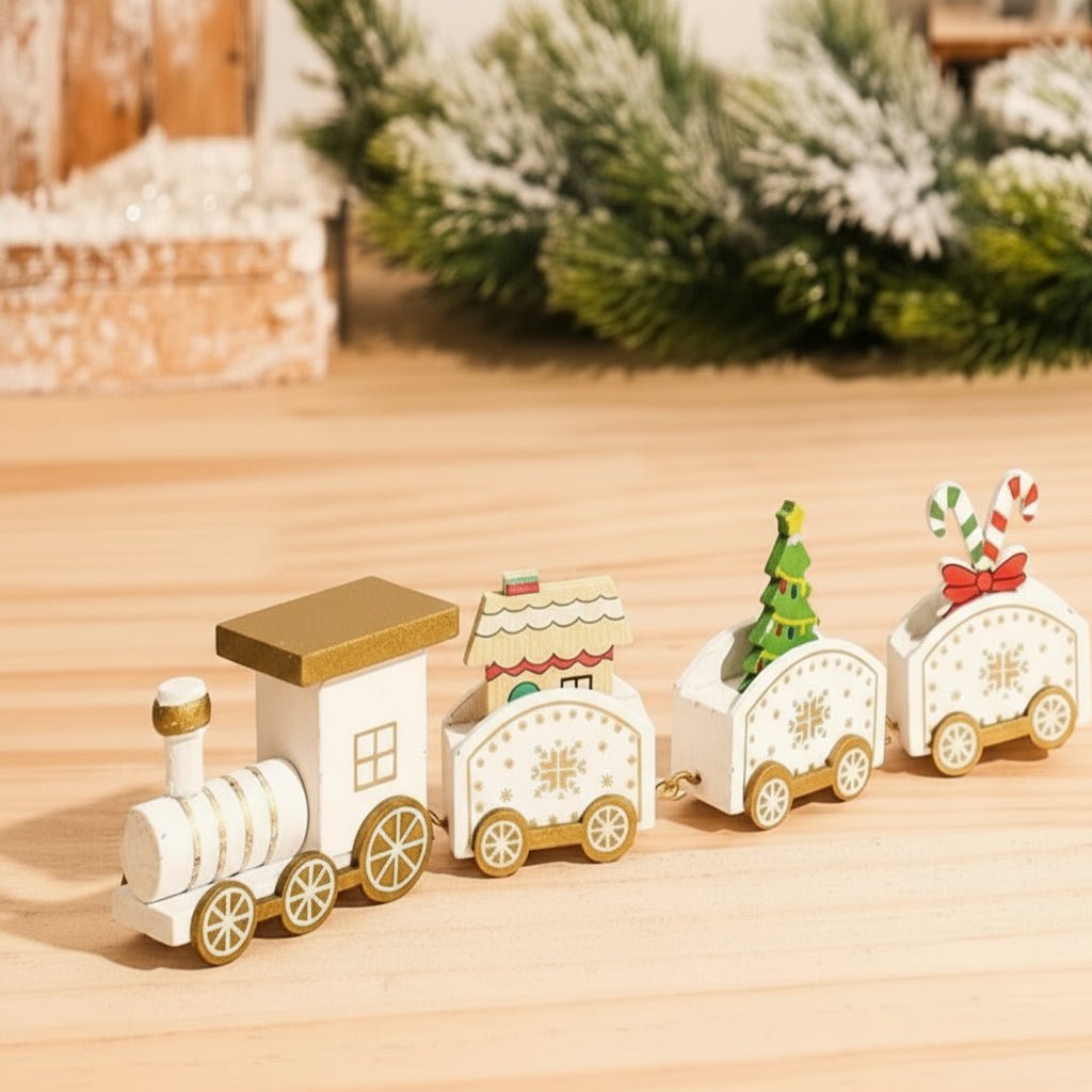 AuroraLane Festive Train Christmas Decoration in Wood and Plastic