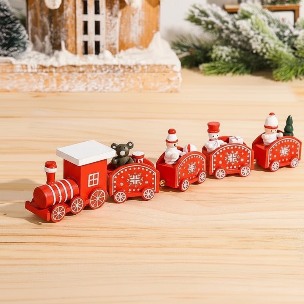 AuroraLane Festive Train Christmas Decoration in Wood and Plastic