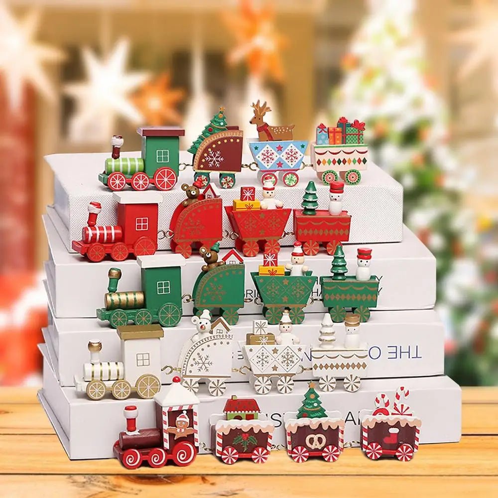 AuroraLane Festive Train Christmas Decoration in Wood and Plastic