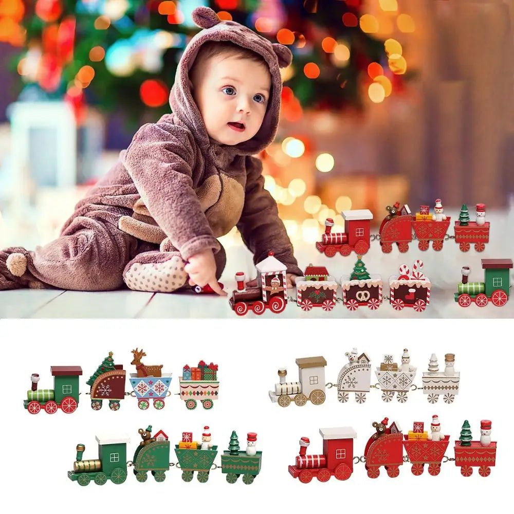 AuroraLane Festive Train Christmas Decoration in Wood and Plastic