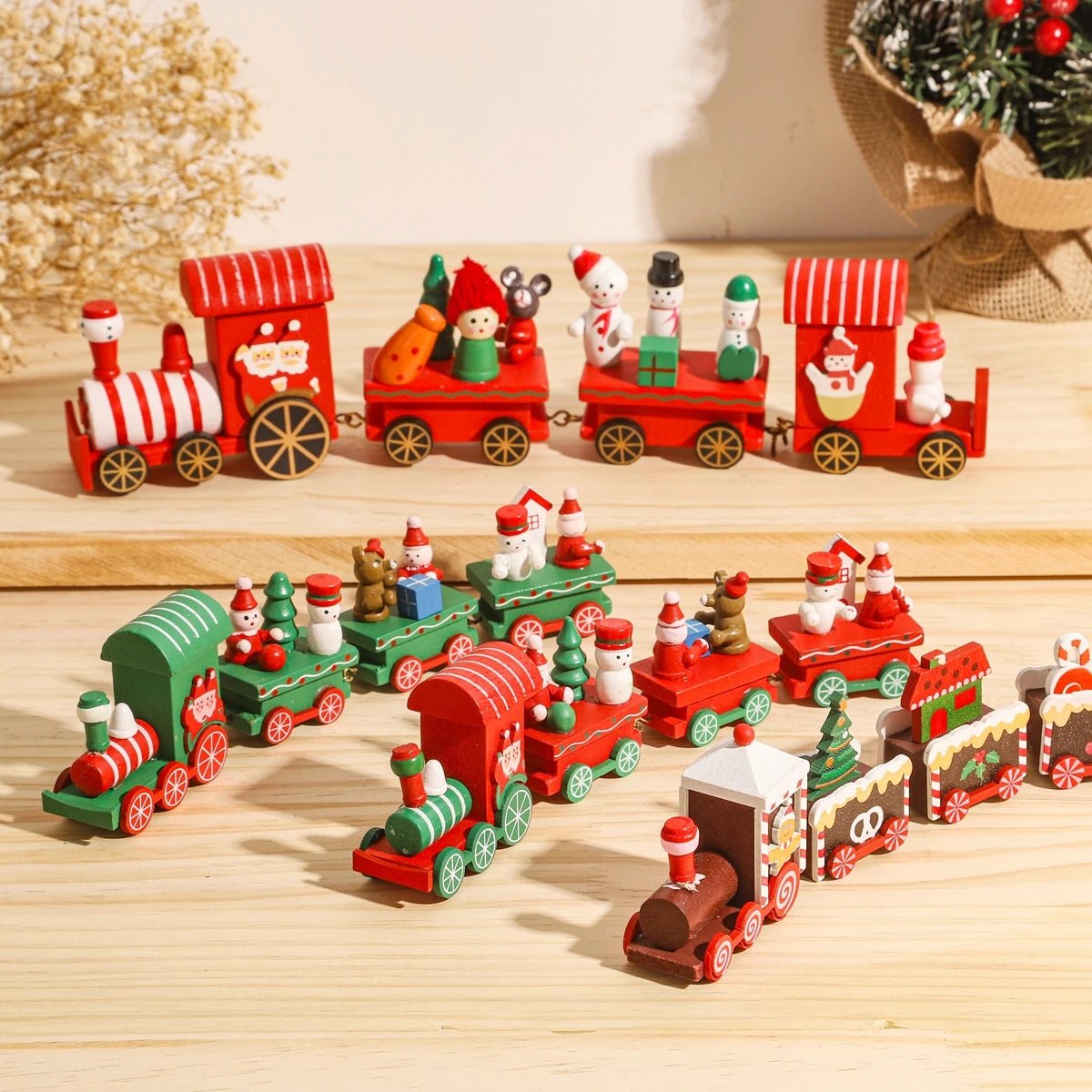 AuroraLane Festive Train Christmas Decoration in Wood and Plastic