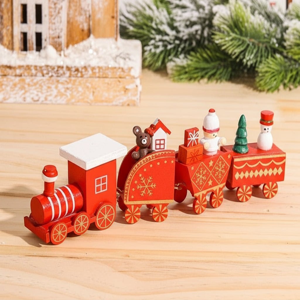 AuroraLane Festive Train Christmas Decoration in Wood and Plastic