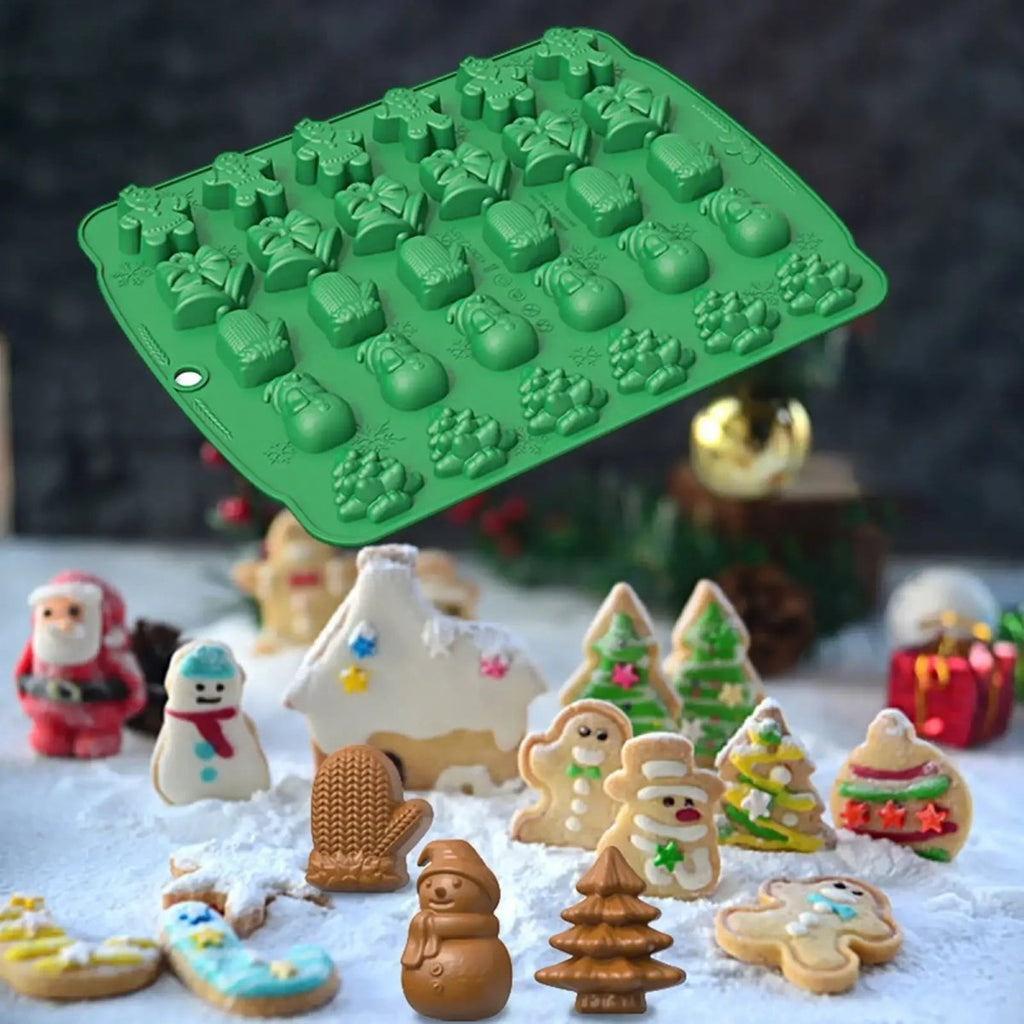 FrostJoy Stampi Natalizi Antiaderenti per Dolci con Babbo Natale, Pupazzo di Neve e Albero