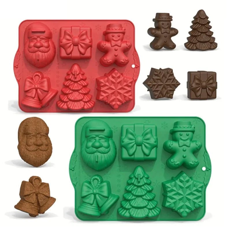 FrostJoy Stampi Natalizi Antiaderenti per Dolci con Babbo Natale, Pupazzo di Neve e Albero