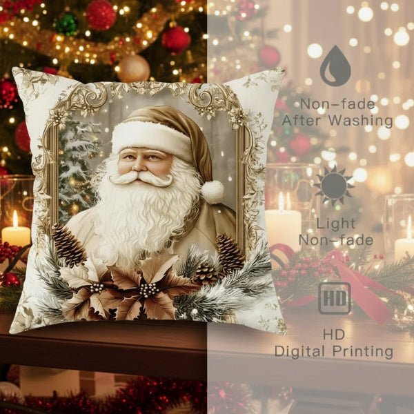 Housses de coussin en velours festif FrostLoom avec motifs vintage de Noël