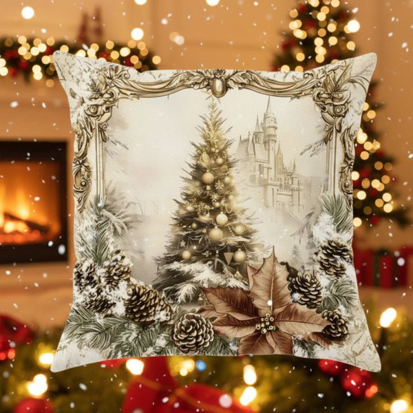 Housses de coussin en velours festif FrostLoom avec motifs vintage de Noël