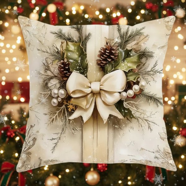 Housses de coussin en velours festif FrostLoom avec motifs vintage de Noël