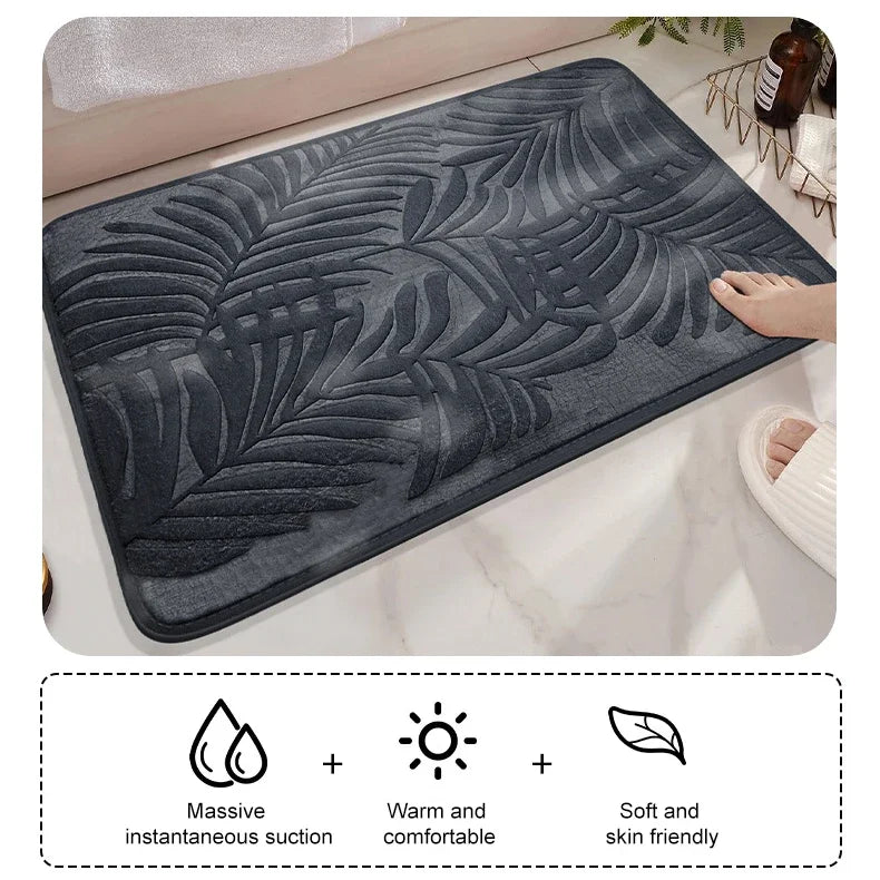 ApexDry Absorbent Memory Foam Bath Mat With Non Slip Backing For Secure Footing