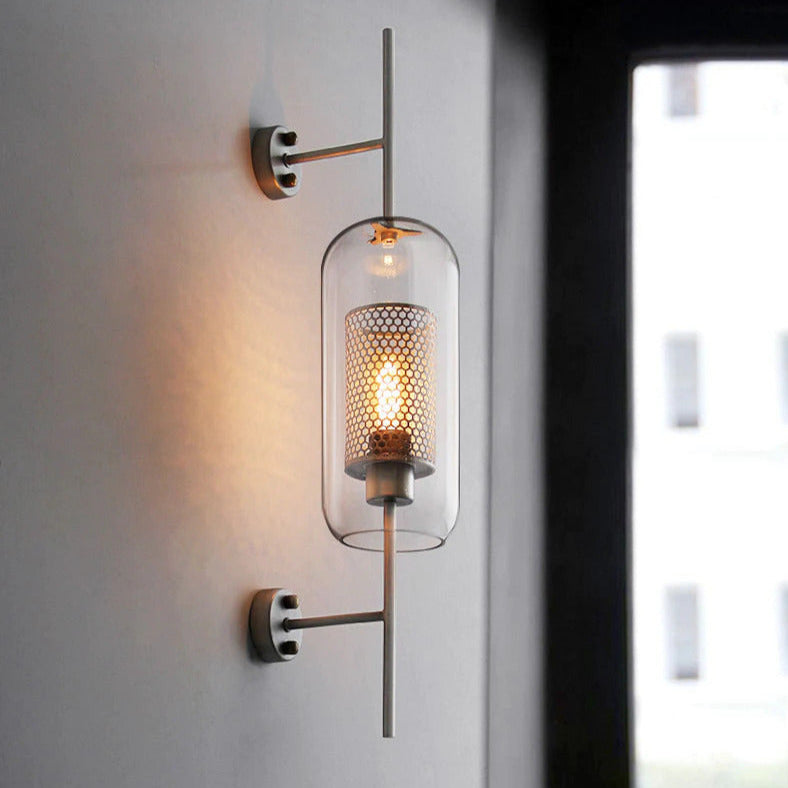 Alora Honeycomb Wall Sconce in Brass and Glass