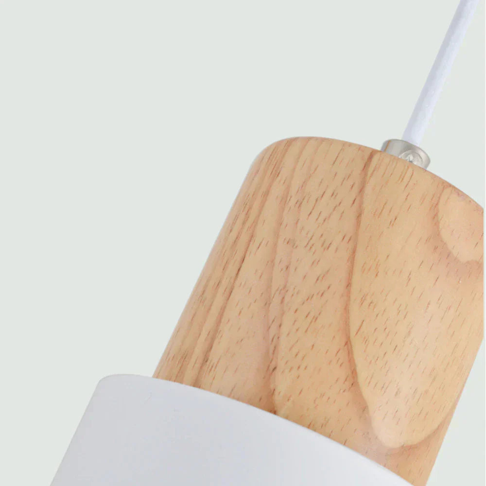 Aurelo Wood & Metal Cylinder Pendant Light Brushed Nickel
