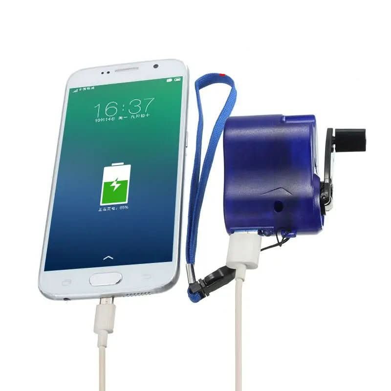 PulseCharge Tragbares Handkurbel-Notladegerät mit USB und LED