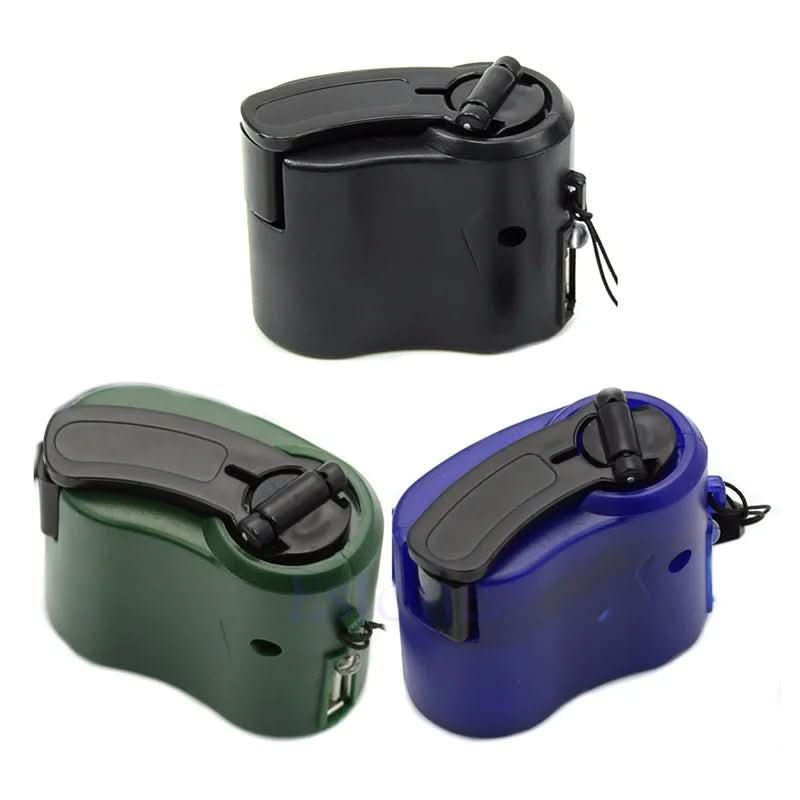 PulseCharge Tragbares Handkurbel-Notladegerät mit USB und LED
