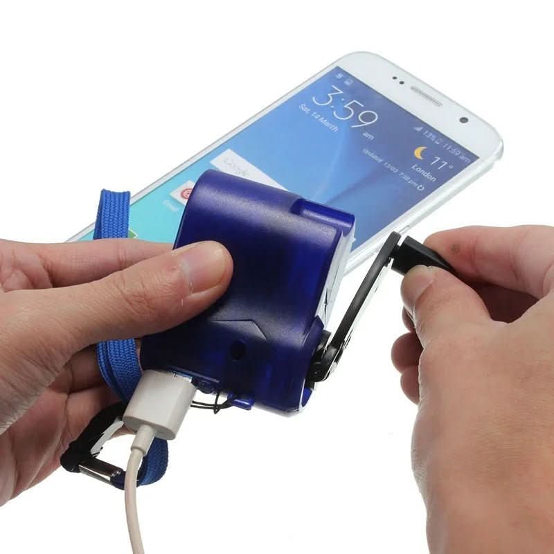 PulseCharge Tragbares Handkurbel-Notladegerät mit USB und LED