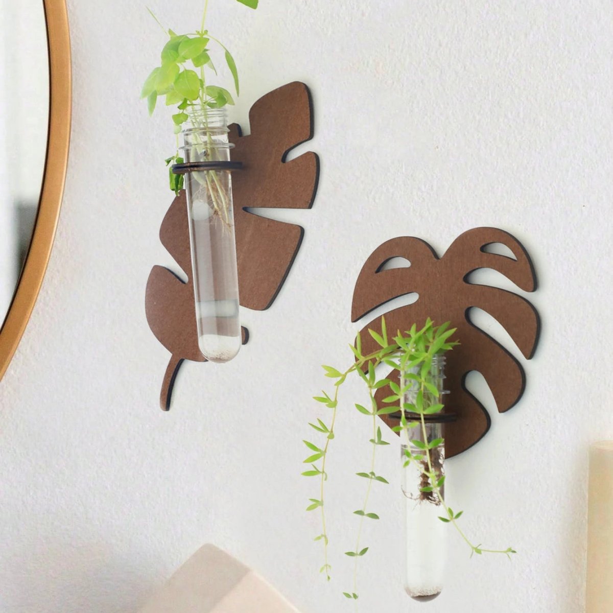 Verdant Nest Håndlavet Blad Vægplanter Fremstillet Af Naturligt Træ
