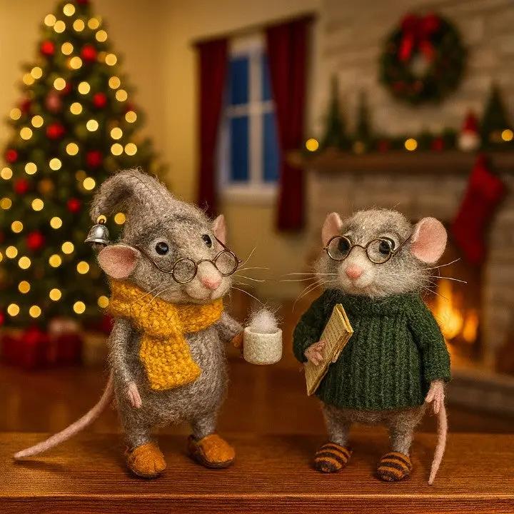 HeartNest Handcrafted Felt Mice for Cozy Home Decor