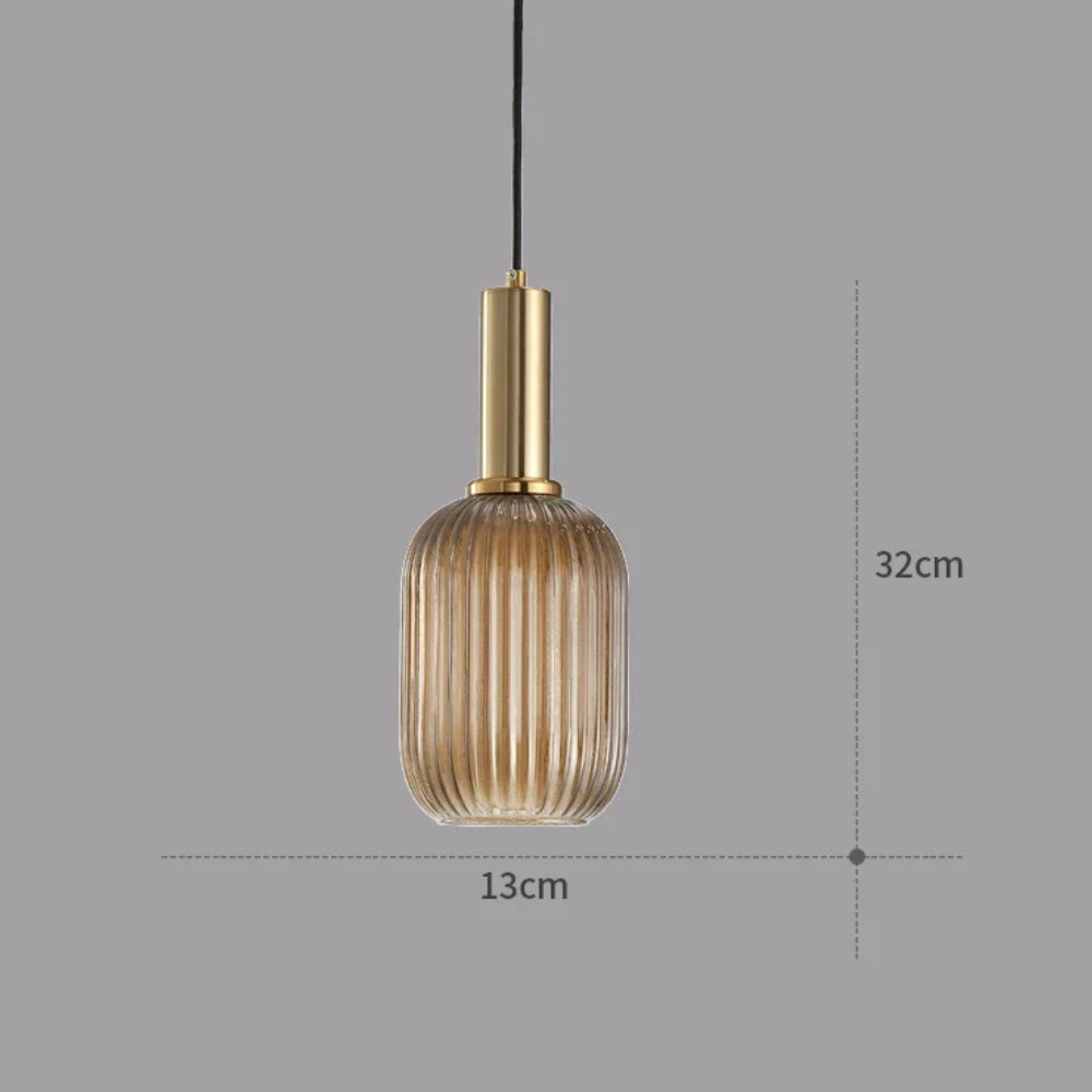 Pendant Lamp in Ribbed Glass