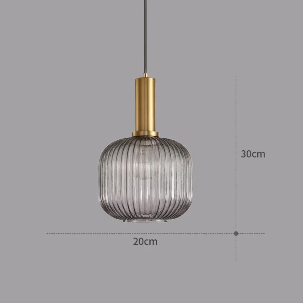 Pendant Lamp in Ribbed Glass