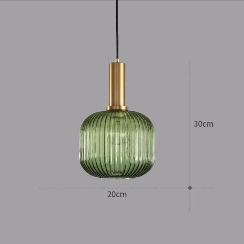 Pendant Lamp in Ribbed Glass