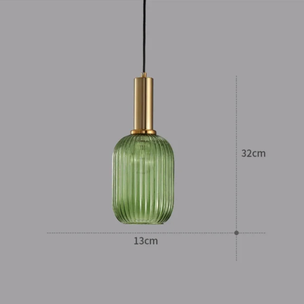 Pendant Lamp in Ribbed Glass