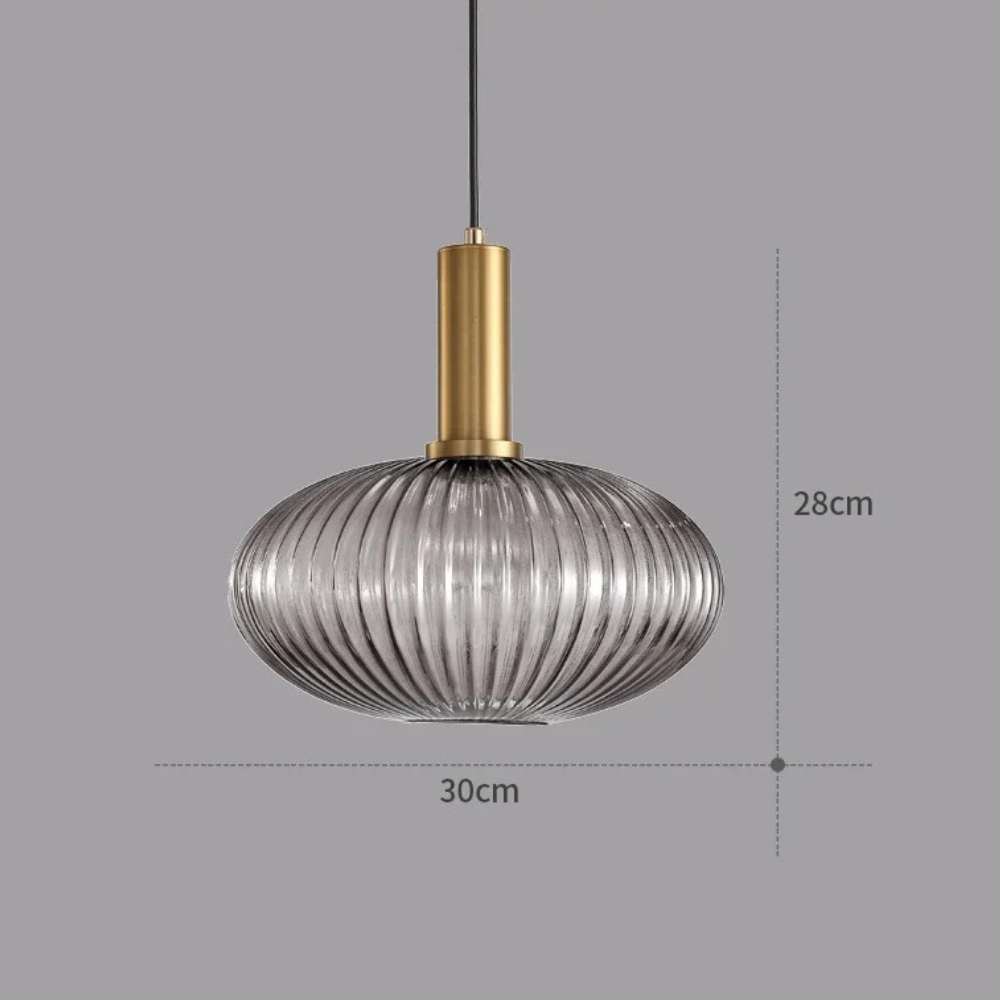 Pendant Lamp in Ribbed Glass