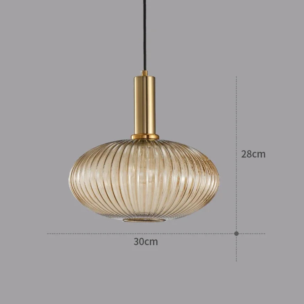 Pendant Lamp in Ribbed Glass