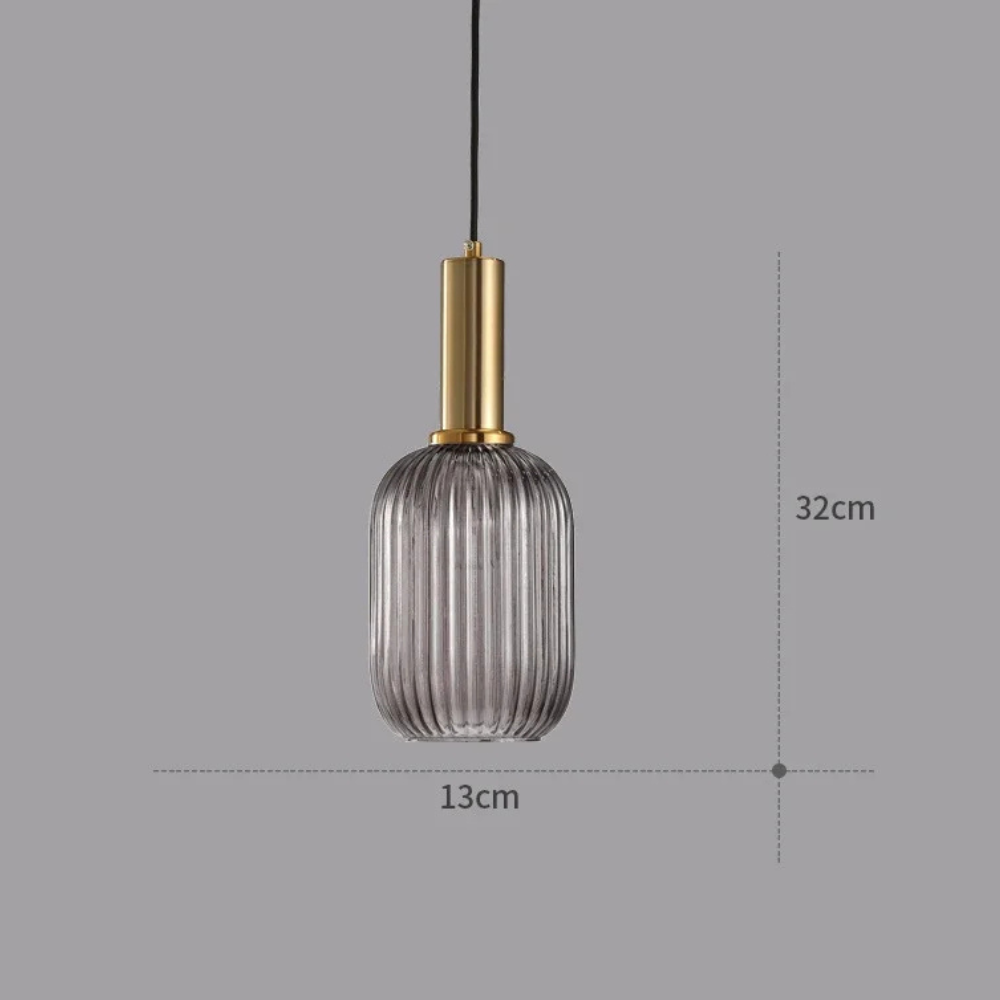 Pendant Lamp in Ribbed Glass