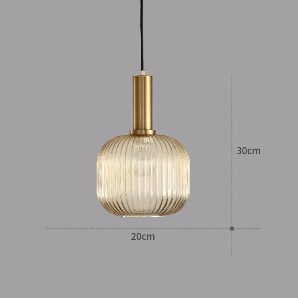 Pendant Lamp in Ribbed Glass