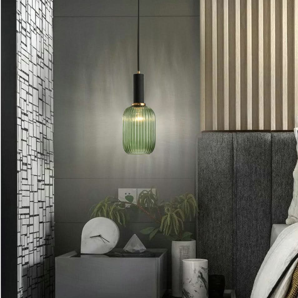 Pendant Lamp in Ribbed Glass