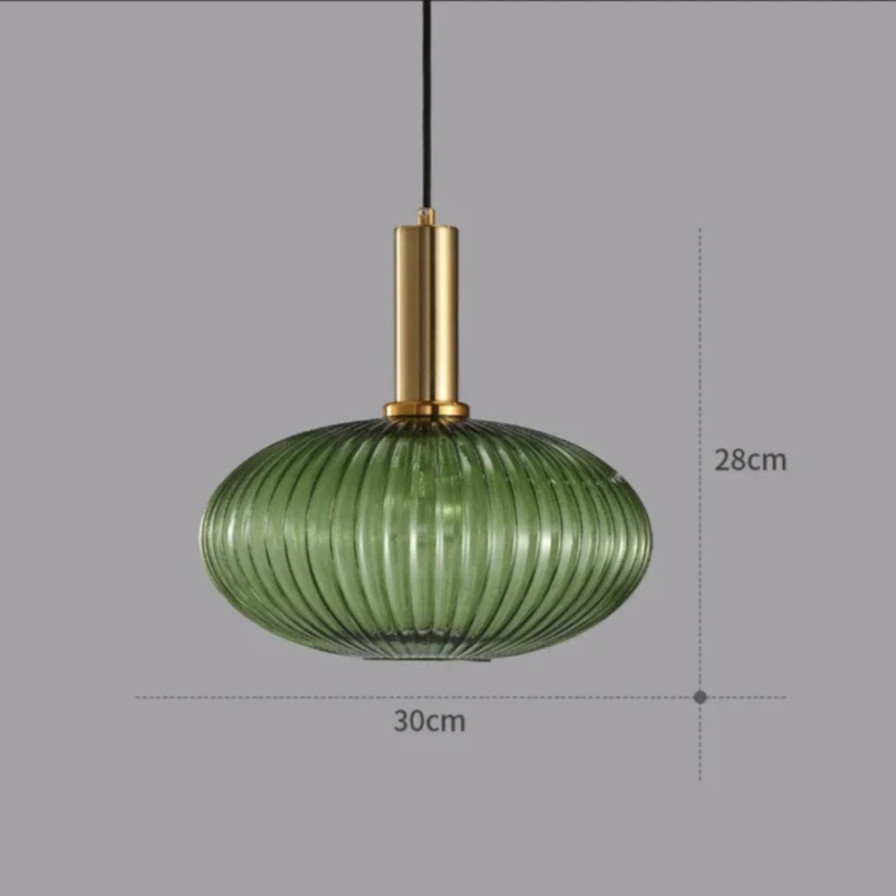 Pendant Lamp in Ribbed Glass