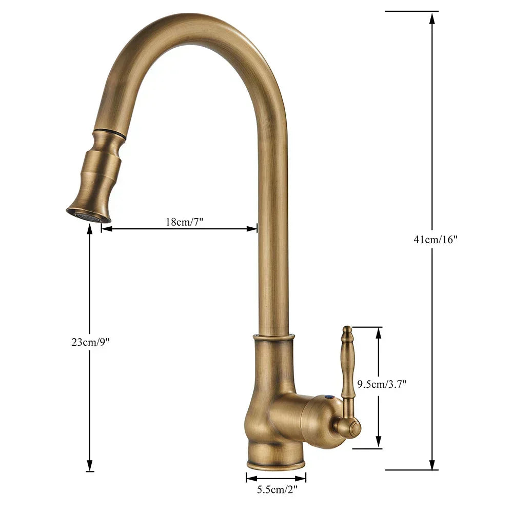VintageTap vandhane i antik messing til køkkenvask klassisk design