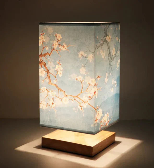 Cherry Blossom Glow Table Lamp With Soft Cloth Shade For Cozy Ambience
